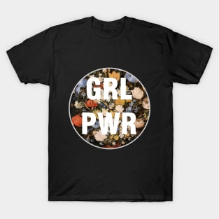 1980s Black floral feminism typography Girl Power T-Shirt